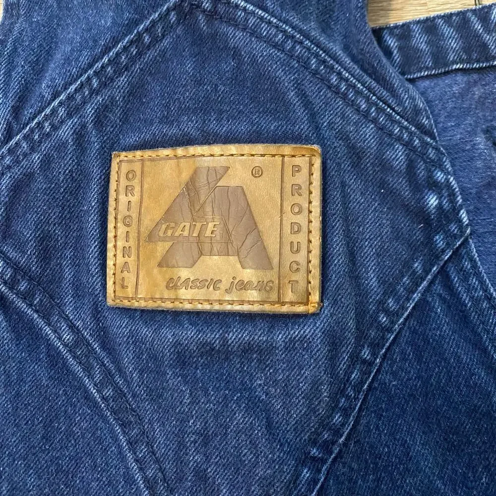 Vintage LA Gate Jeans Denim Overalls XL 32 Made in Taiwan 100% Cotton